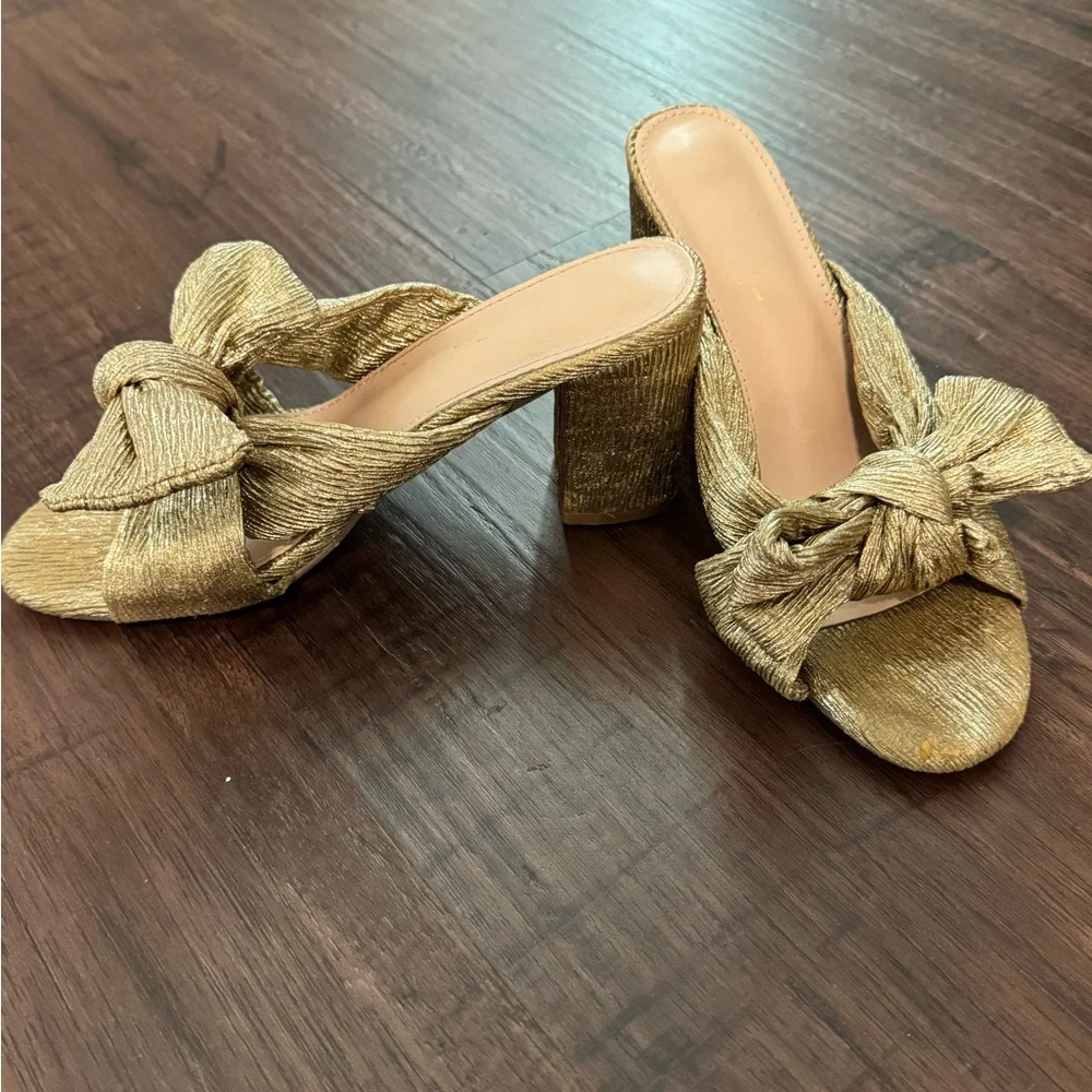 Elegant Gold Bow Detail Women Holiday Party Shoes - Picture 8 of 12